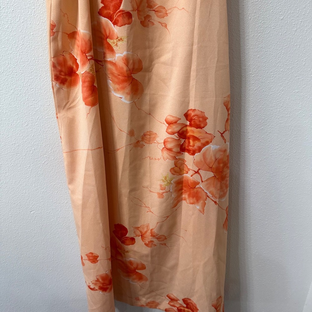 Malihini Hawaii Vintage Floral Muumuu Dress Peach Vacation Flutter Sleeve Sz 16 - Picture 3 of 12